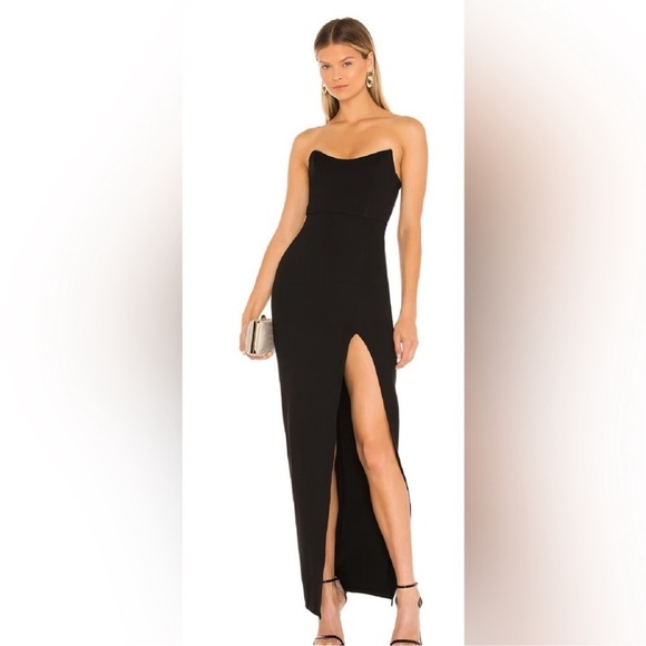 Super down Preloved ryleigh strapless maxi dress black size xs NWOT gown - Picture 1 of 6